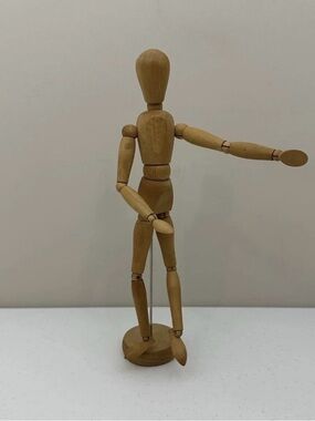 Vintage Jointed Posable Articulating Wooden Human Model Figure Art Sculpture 13"